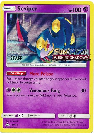 Seviper (SM46) (Staff Prerelease Promo) [Sun & Moon: Black Star Promos] | Tables and Towers