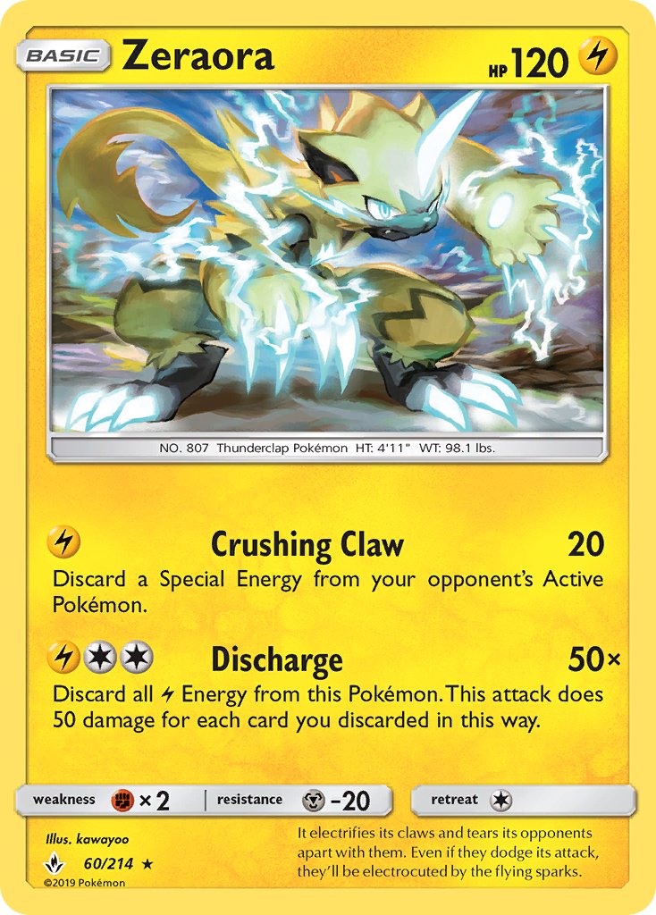 Zeraora (60/214) (Cracked Ice Holo) (Theme Deck Exclusive) [Sun & Moon: Unbroken Bonds] | Tables and Towers