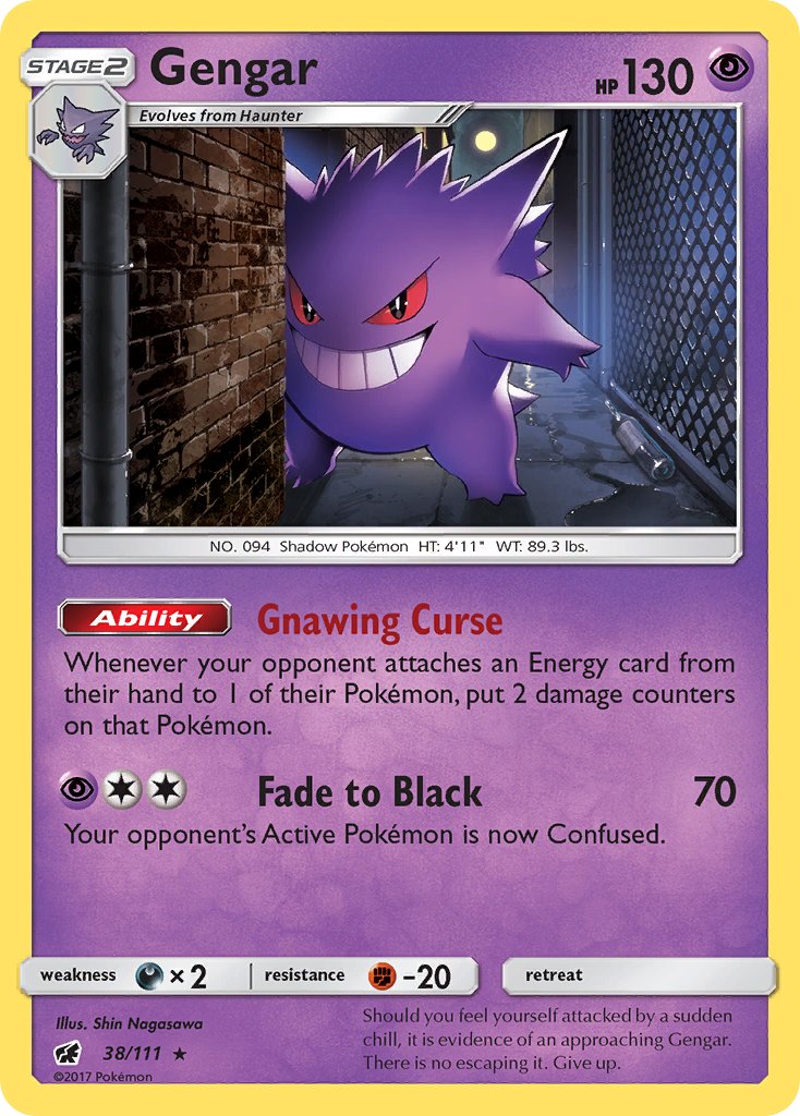 Gengar (38/111) (Prerelease Kit Exclusive) (Theme Deck Exclusive) [Sun & Moon: Crimson Invasion] | Tables and Towers