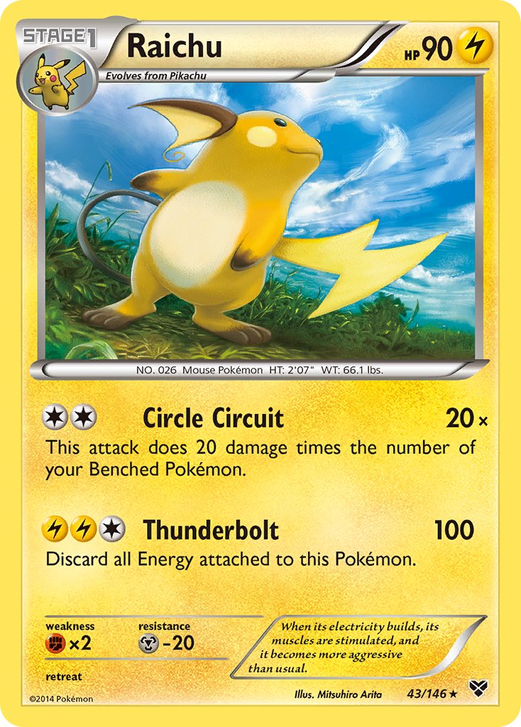 Raichu (43/146) (Battle Arena Deck Exclusive) (Theme Deck Exclusive) [XY: Base Set] | Tables and Towers