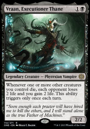 Vraan, Executioner Thane (Promo Pack) [Phyrexia: All Will Be One Promos] | Tables and Towers