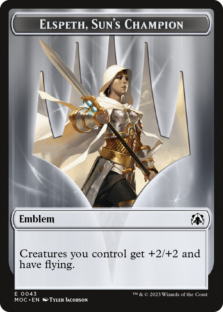 Warrior // Elspeth, Sun's Champion Emblem Double-Sided Token [March of the Machine Commander Tokens] | Tables and Towers