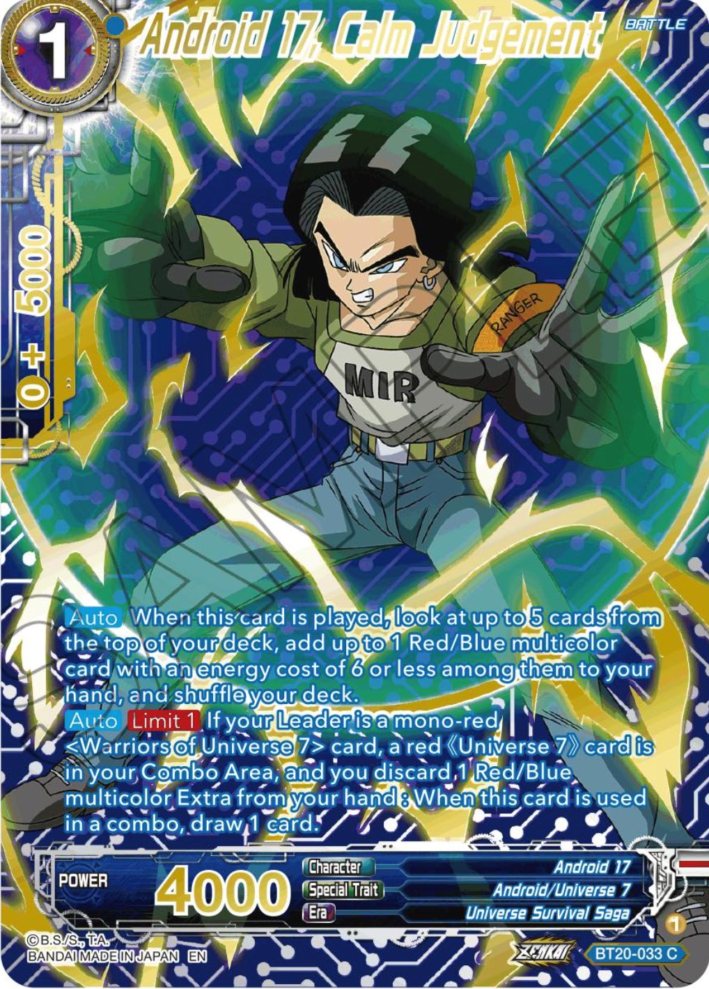 Android 17, Calm Judgement (Gold-Stamped) (BT20-033) [Power Absorbed] | Tables and Towers