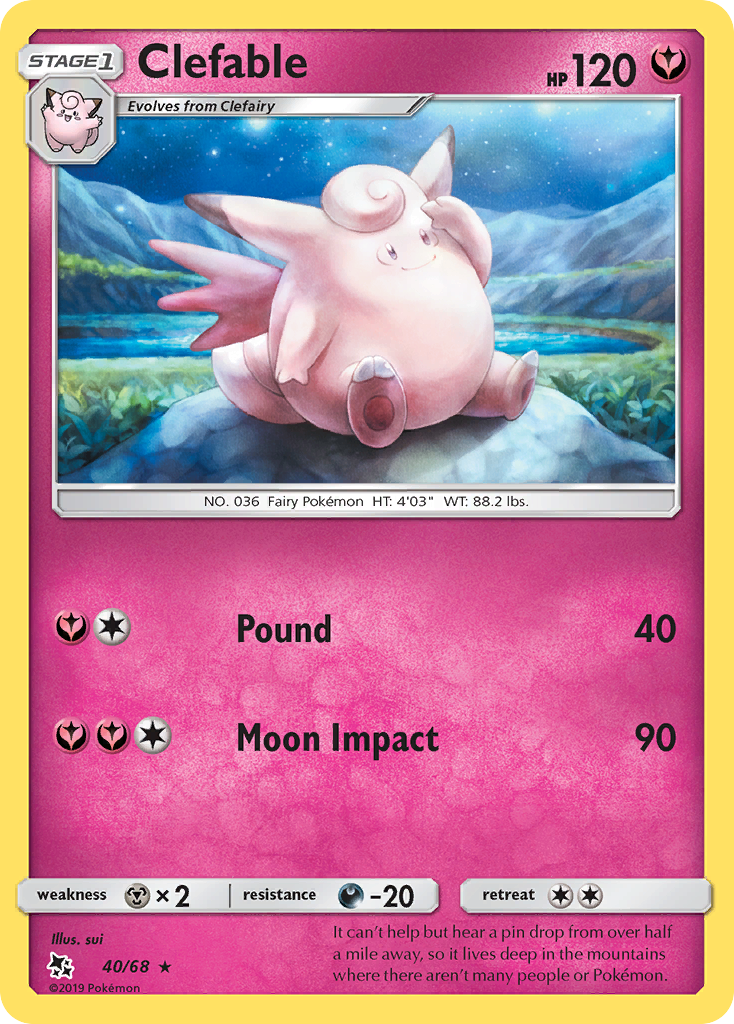 Clefable (40/68) [Sun & Moon: Hidden Fates] | Tables and Towers