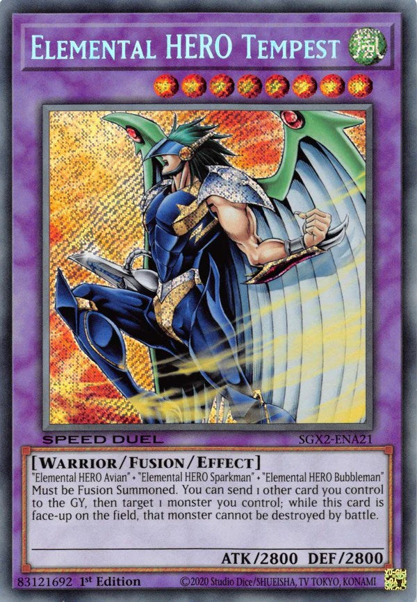 Elemental HERO Tempest [SGX2-ENA21] Secret Rare | Tables and Towers