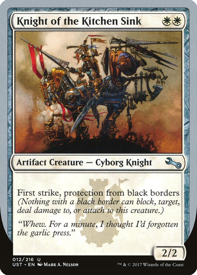 Knight of the Kitchen Sink ("protection from black border") [Unstable] | Tables and Towers