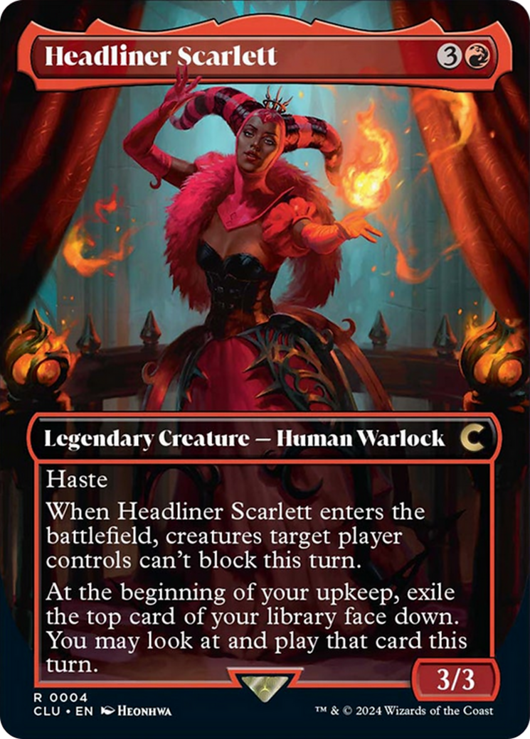 Headliner Scarlett (Borderless) [Ravnica: Clue Edition] | Tables and Towers