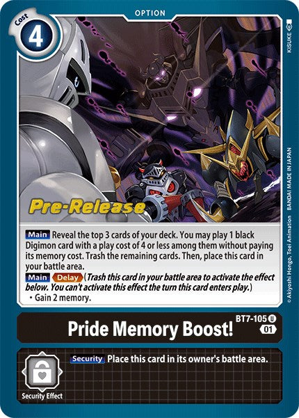 Pride Memory Boost! [BT7-105] [Next Adventure Pre-Release Cards] | Tables and Towers