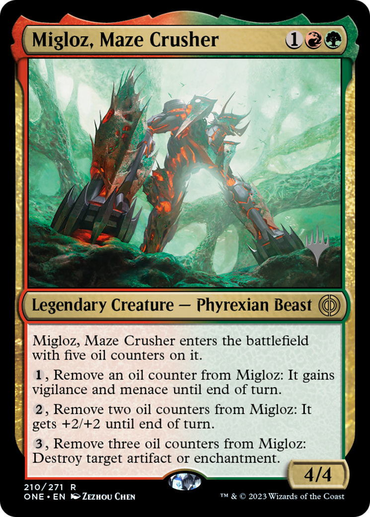 Migloz, Maze Crusher (Promo Pack) [Phyrexia: All Will Be One Promos] | Tables and Towers