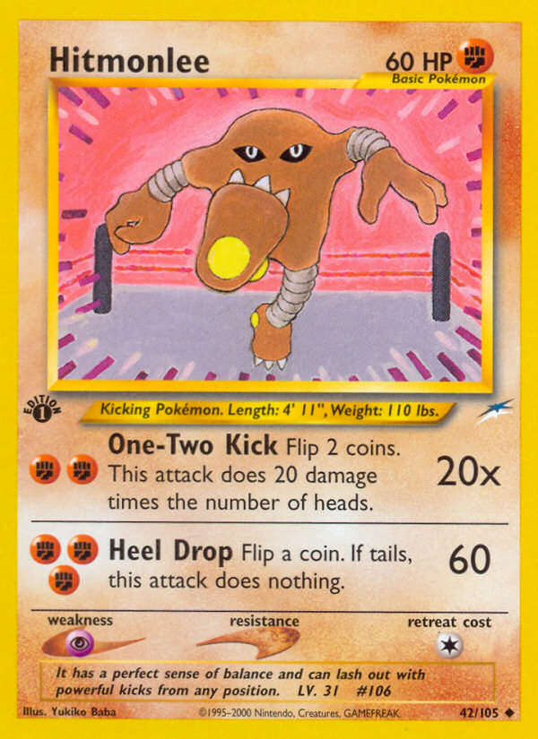 Hitmonlee (42/105) [Neo Destiny 1st Edition] | Tables and Towers