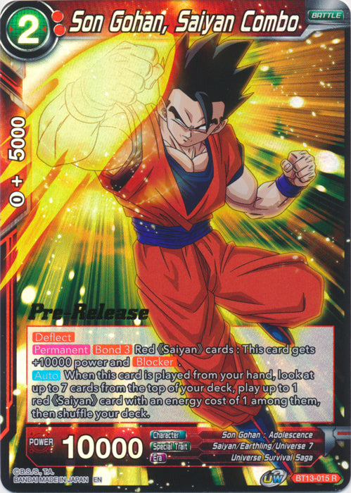 Son Gohan, Saiyan Combo (BT13-015) [Supreme Rivalry Prerelease Promos] | Tables and Towers