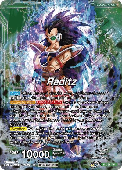 Raditz // Raditz, Brotherly Revival (Gold Stamped) (P-338) [Saiyan Showdown Prerelease Promos] | Tables and Towers