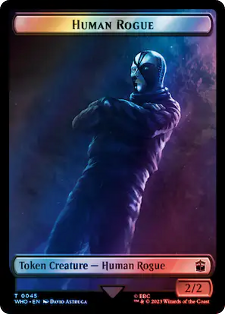 Human Rogue // Dinosaur Double-Sided Token (Surge Foil) [Doctor Who Tokens] | Tables and Towers