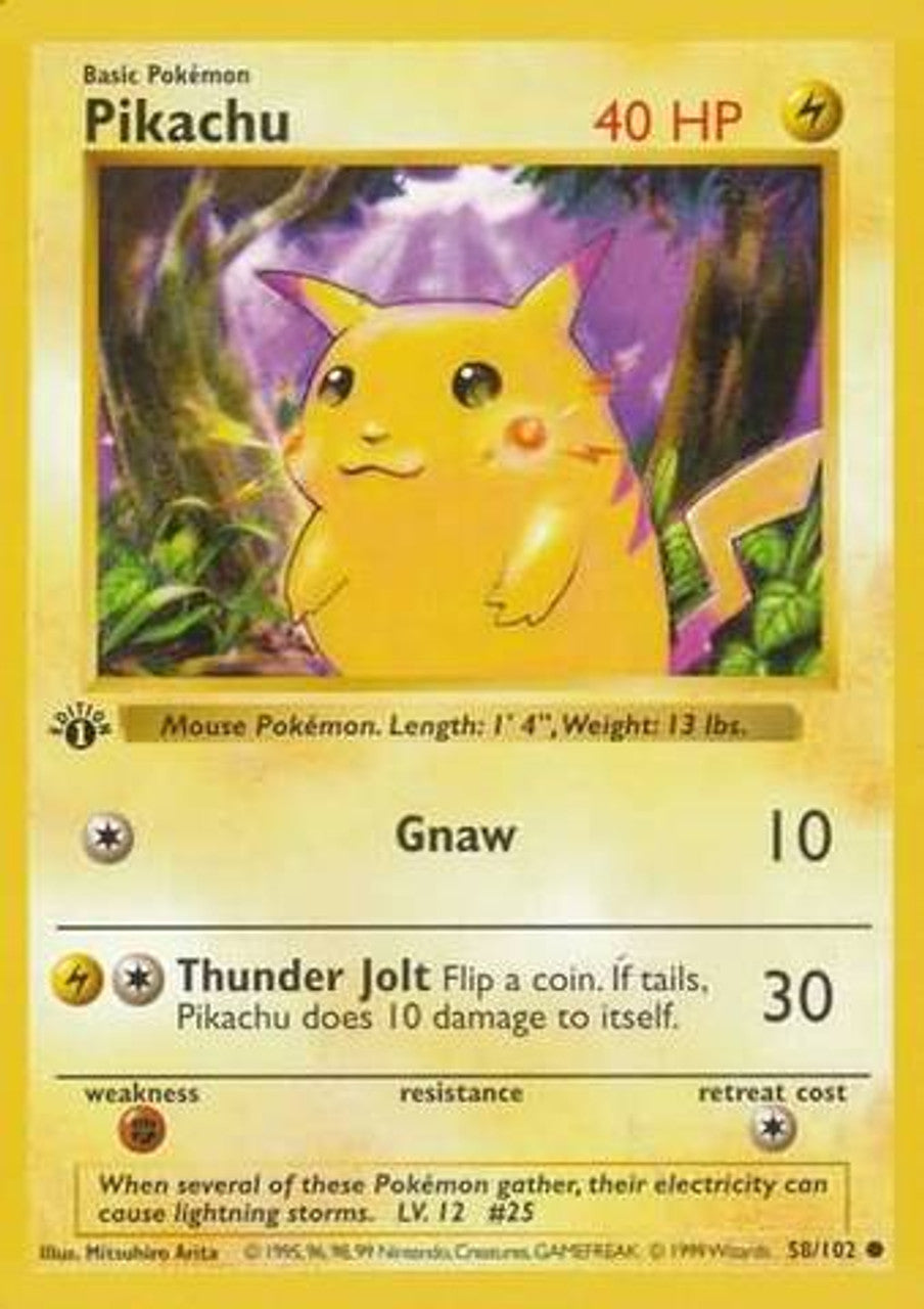 Pikachu (58/102) (Red Cheeks Misprint) [Base Set 1st Edition] | Tables and Towers