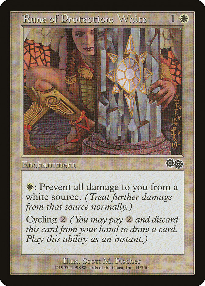 Rune of Protection: White [Urza's Saga] | Tables and Towers