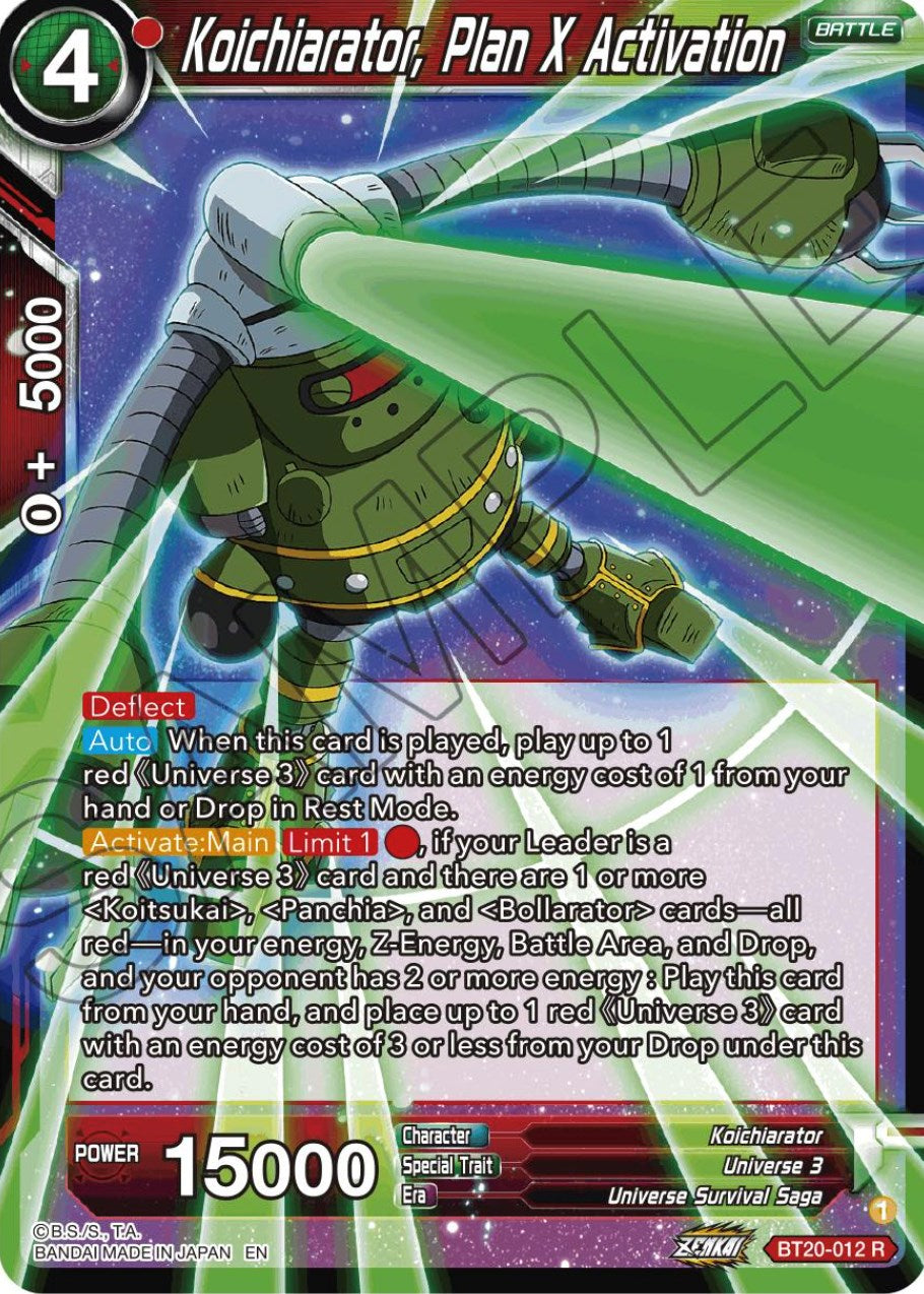 Koichiarator, Plan X Activation (BT20-012) [Power Absorbed] | Tables and Towers