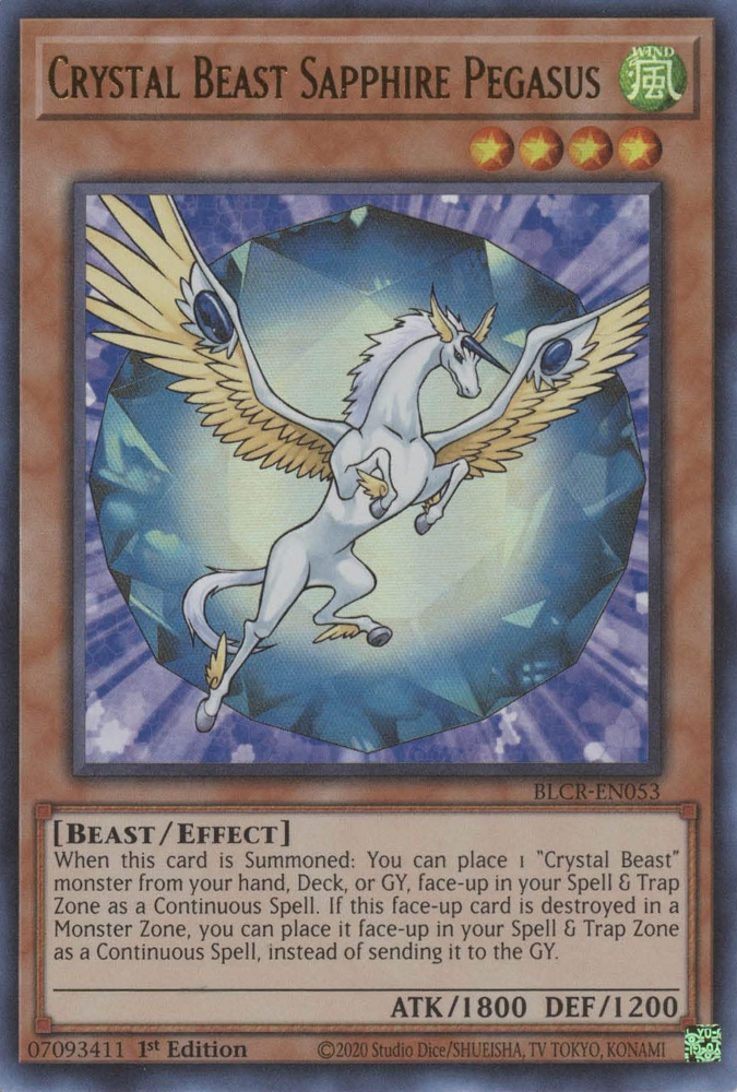 Crystal Beast Sapphire Pegasus [BLCR-EN053] Ultra Rare | Tables and Towers