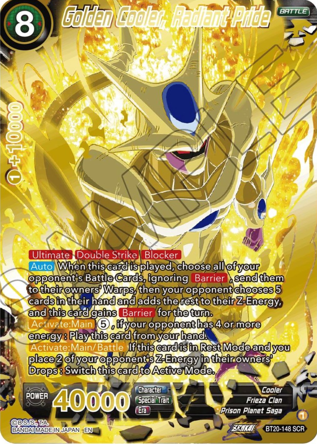 Golden Cooler, Radiant Pride (SCR) (BT20-148) [Power Absorbed] | Tables and Towers