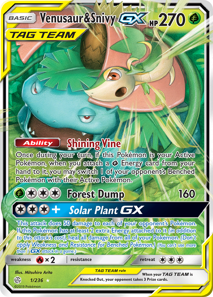 Venusaur & Snivy GX (1/236) [Sun & Moon: Cosmic Eclipse] | Tables and Towers