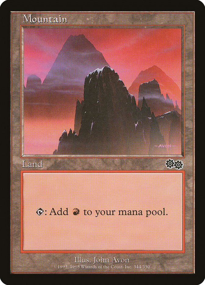 Mountain (344) [Urza's Saga] | Tables and Towers