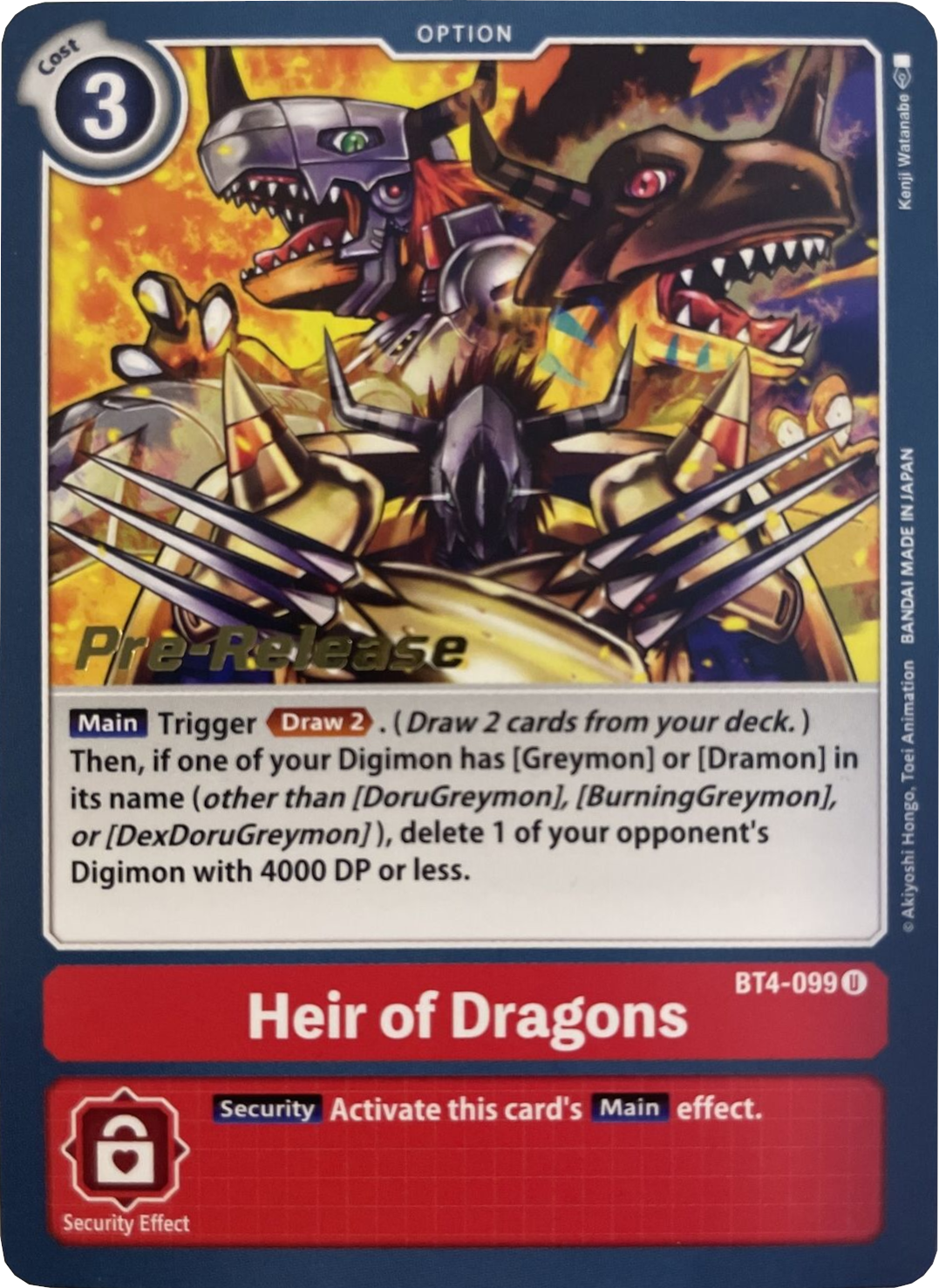 Heir of Dragons [BT4-099] [Great Legend Pre-Release Promos] | Tables and Towers