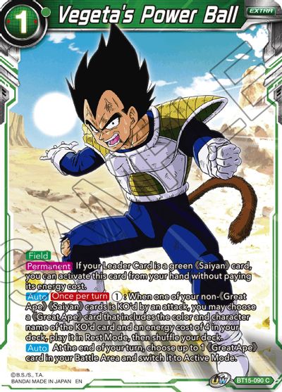 Vegeta's Power Ball (BT15-090) [Saiyan Showdown] | Tables and Towers