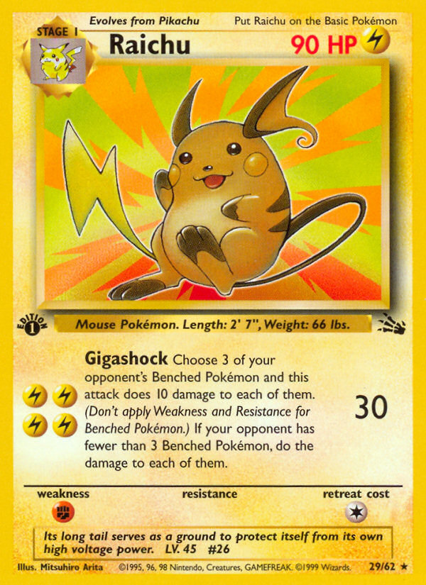 Raichu (29/62) [Fossil 1st Edition] | Tables and Towers