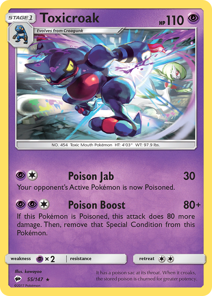 Toxicroak (55/147) [Sun & Moon: Burning Shadows] | Tables and Towers