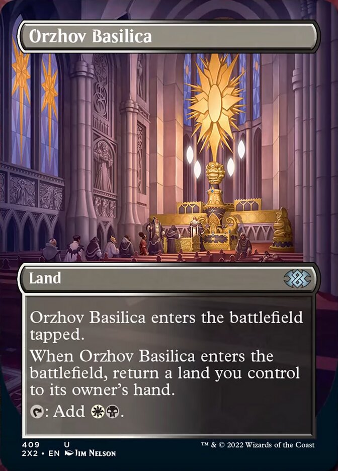 Orzhov Basilica (Borderless Alternate Art) [Double Masters 2022] | Tables and Towers