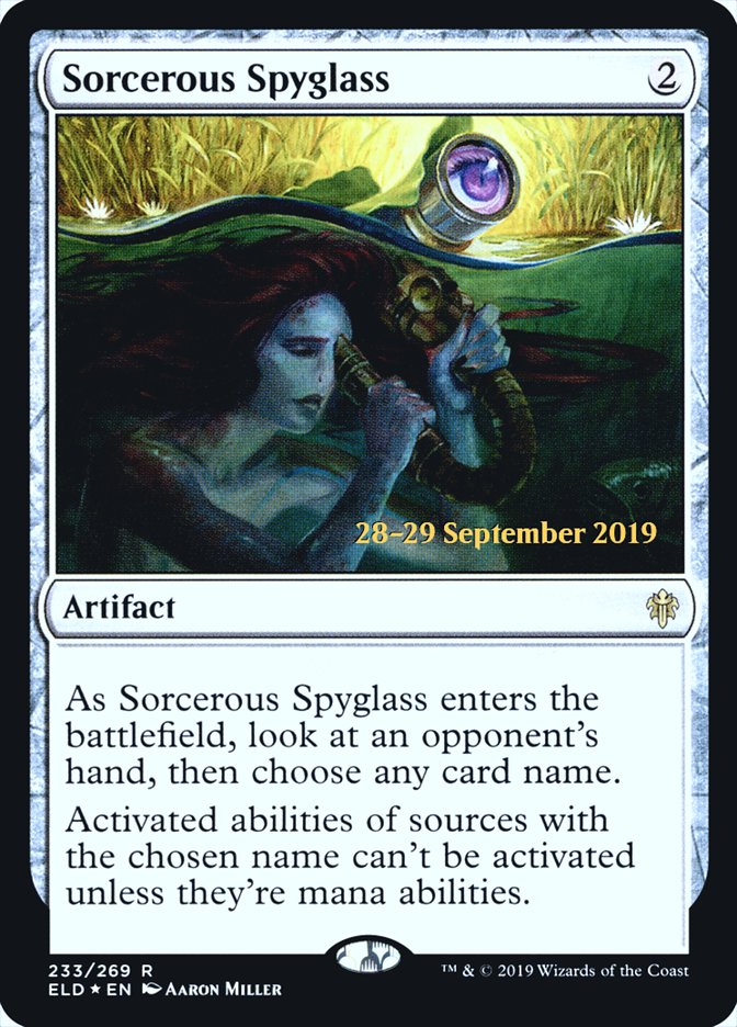 Sorcerous Spyglass [Throne of Eldraine Prerelease Promos] | Tables and Towers