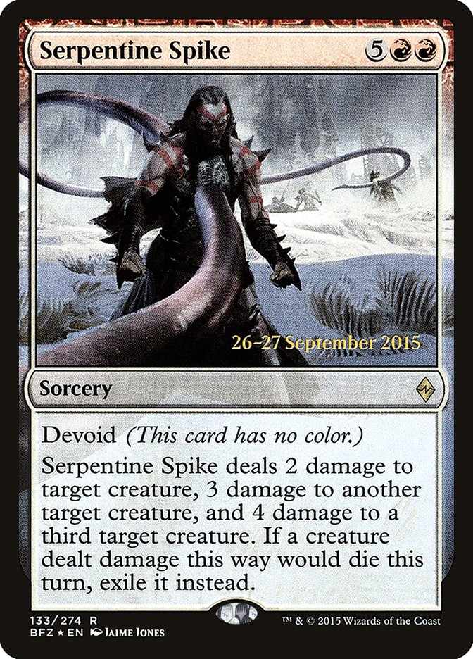 Serpentine Spike [Battle for Zendikar Prerelease Promos] | Tables and Towers