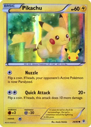 Pikachu (26/83) (20th Anniversary) [XY: Generations] | Tables and Towers