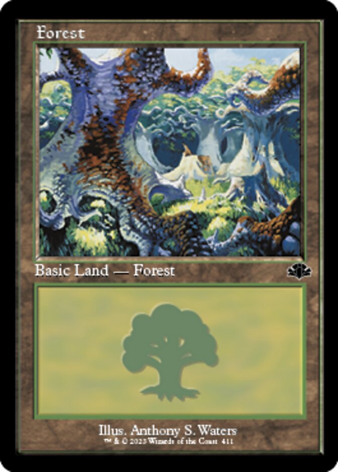 Forest (411) (Retro) [Dominaria Remastered] | Tables and Towers