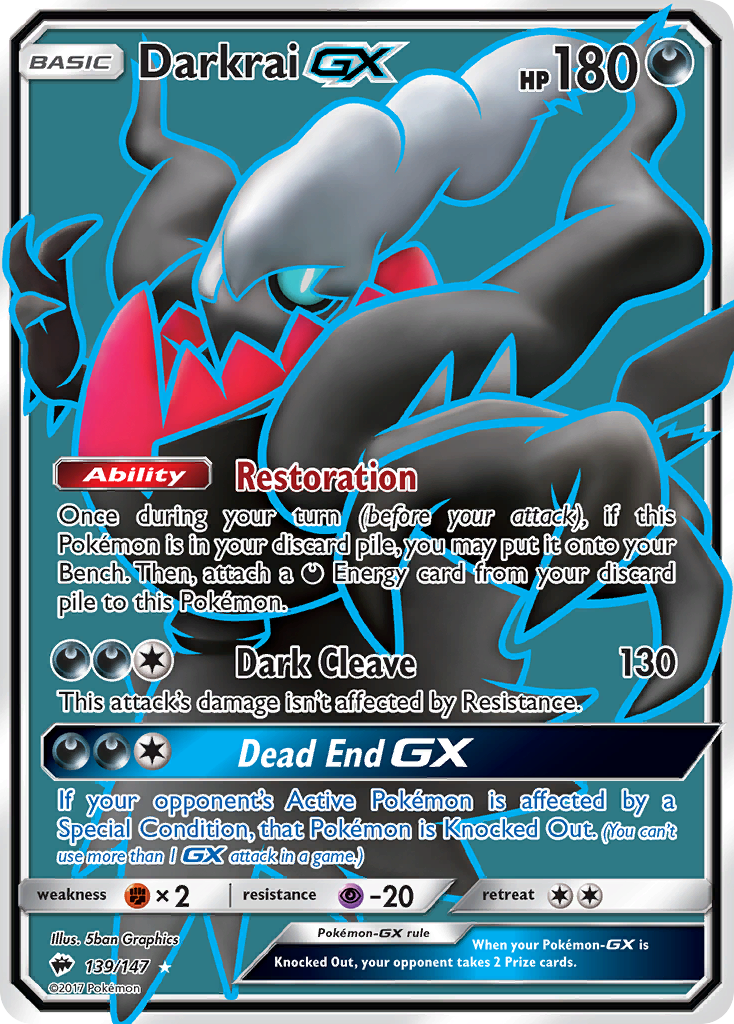 Darkrai GX (139/147) [Sun & Moon: Burning Shadows] | Tables and Towers