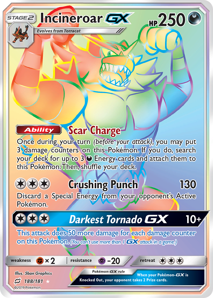 Incineroar GX (188/181) [Sun & Moon: Team Up] | Tables and Towers