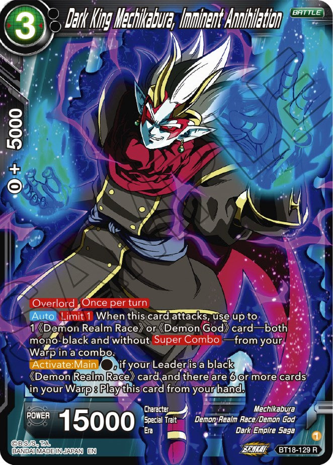 Dark King Mechikabura, Imminent Annihilation (BT18-129) [Dawn of the Z-Legends] | Tables and Towers