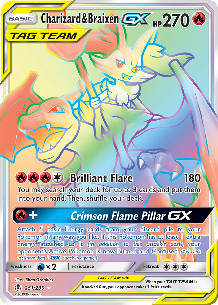 Charizard & Braixen GX (251/236) [Sun & Moon: Cosmic Eclipse] | Tables and Towers