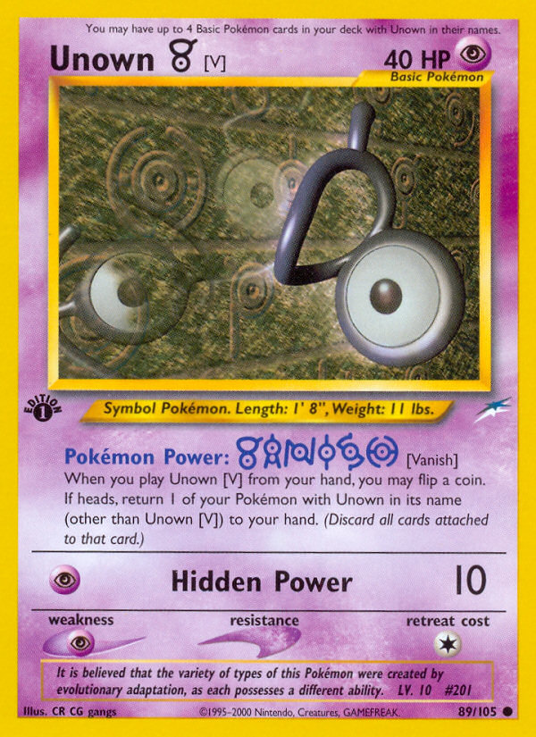 Unown [V] (89/105) [Neo Destiny 1st Edition] | Tables and Towers