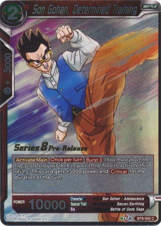 Son Gohan, Determined Training (BT8-005_PR) [Malicious Machinations Prerelease Promos] | Tables and Towers