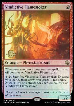 Vindictive Flamestoker [Phyrexia: All Will Be One Prerelease Promos] | Tables and Towers