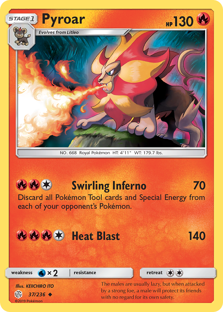 Pyroar (37/236) [Sun & Moon: Cosmic Eclipse] | Tables and Towers