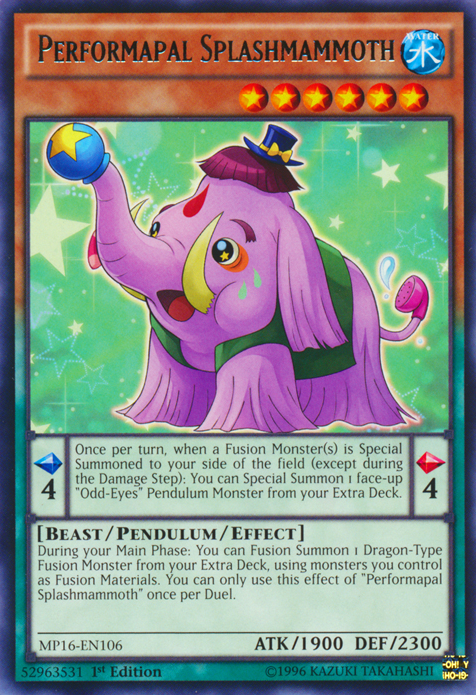 Performapal Splashmammoth [MP16-EN106] Rare | Tables and Towers