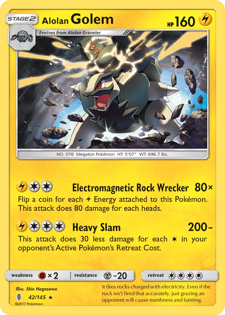 Alolan Golem (42/145) (Cosmos Holo) (Blister Exclusive) [Sun & Moon: Guardians Rising] | Tables and Towers