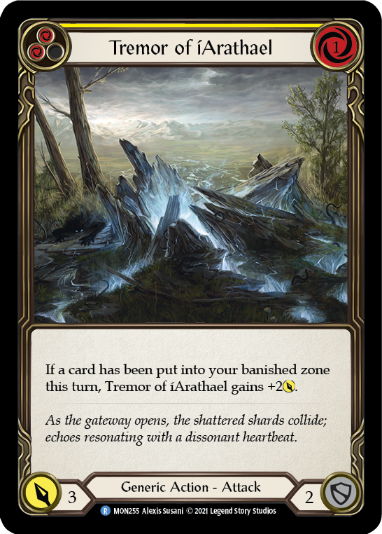 Tremor of iArathael (Yellow) [MON255-RF] (Monarch)  1st Edition Rainbow Foil | Tables and Towers