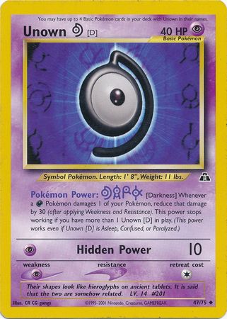 Unown [D] (47/75) [Neo Discovery Unlimited] | Tables and Towers