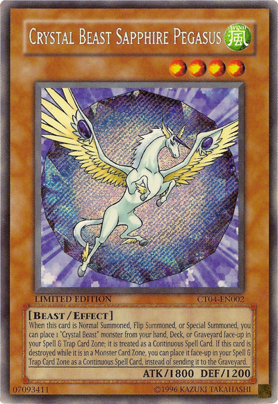 Crystal Beast Sapphire Pegasus [CT04-EN002] Secret Rare | Tables and Towers