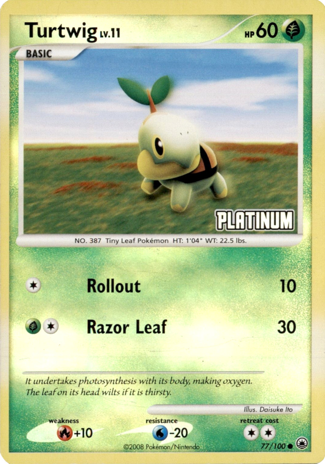 Turtwig LV.11 (77/100) (Platinum) [Burger King Promos: 2008 Collection] | Tables and Towers