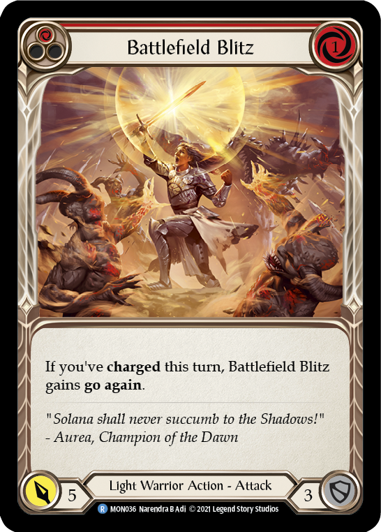 Battlefield Blitz (Red) [MON036-RF] (Monarch)  1st Edition Rainbow Foil | Tables and Towers