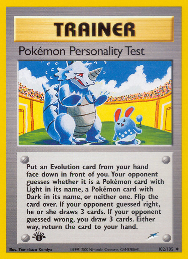 Pokemon Personality Test (102/105) [Neo Destiny 1st Edition] | Tables and Towers