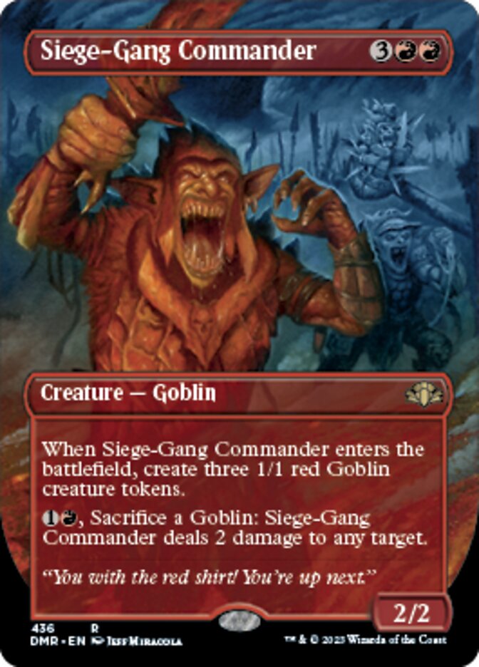 Siege-Gang Commander (Borderless Alternate Art) [Dominaria Remastered] | Tables and Towers